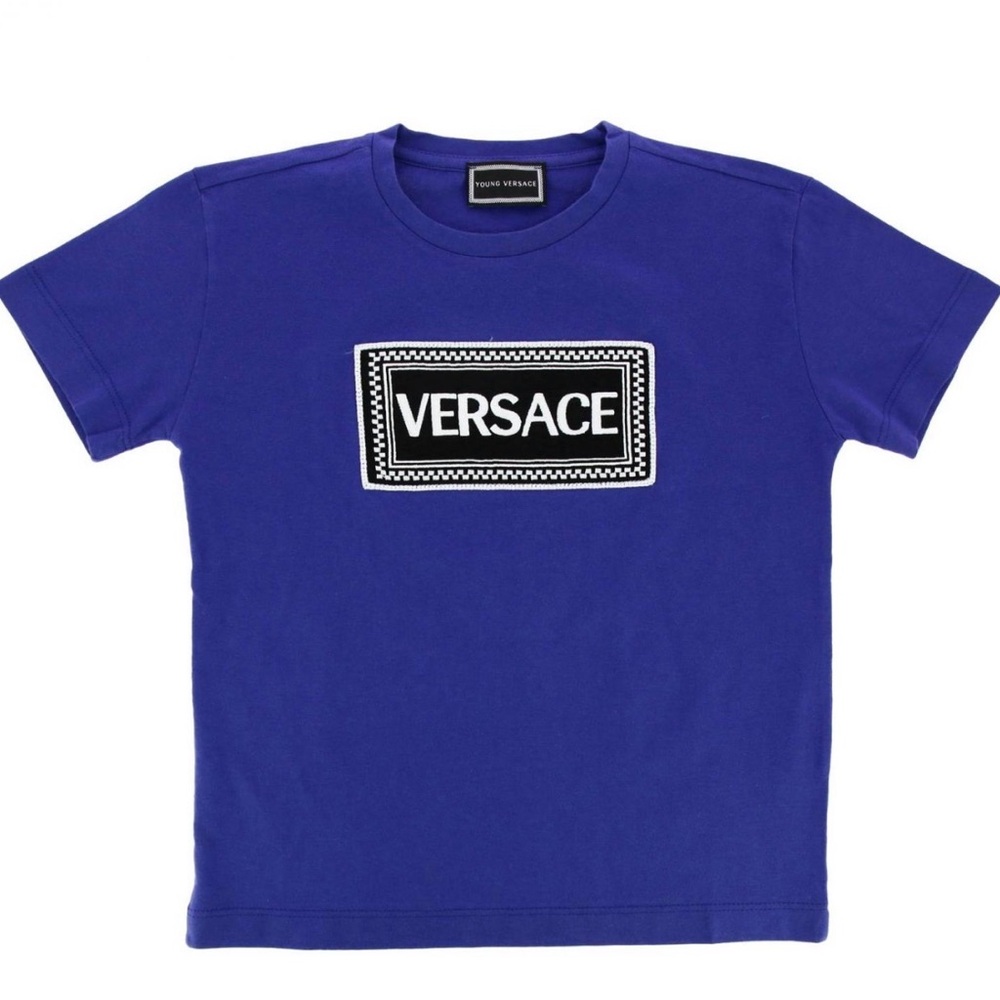 Versace Kids Cobalt Blue Logo Tee